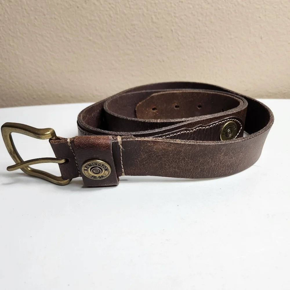 Remington Mens 12 GA Brown Leather Belt-Size 3X (50-52)